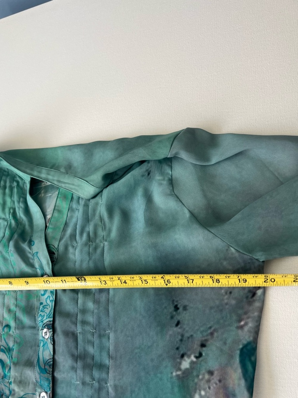 Soft Surroundings Women’s NWT Aqua Teal Floral Watercolor Button-Front Blouse PM - Picture 5 of 9